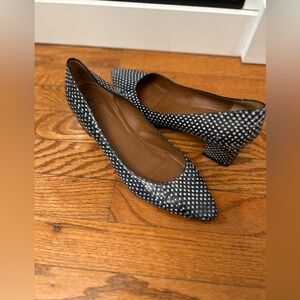 Aquatalia Pasha Black & White Polka Dots Textured Shoes Size EU 8.5 US7.5
